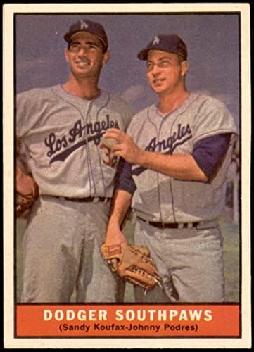 1961 Topps 207 Dodger Southpaws Sandy Koufax/Johnny Podres Los Angeles Dodgers Ex+ Dodgers