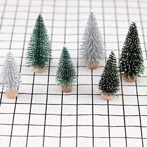 עיצוב טבעי של Bootoyard 1 SET TABLETOP MINI עץ חג המולד עם בסיס עץ לבן נוהר קישוטי עץ מלאכותיים לקישוט