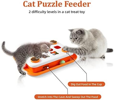 לואנפט עמיד חתול לטפל צעצוע לחתולים מקורה,אינטראקטיבי חתול פאזל צעצוע מזין,פאזל מזין צעצוע לחתולים יבש