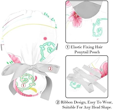 Yidax 2 חתיכות עיצוב פרחים גיאומטרי כובע עבודה מתכוונן עם כפתור, כובע סיעוד עם רצועת זיעה
