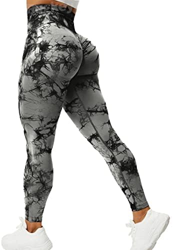 Rugkey Scrunch התחת חותלות להרים לנשים לקשור צבע מותניים גבוהים אימון חלקה מכנסי יוגה