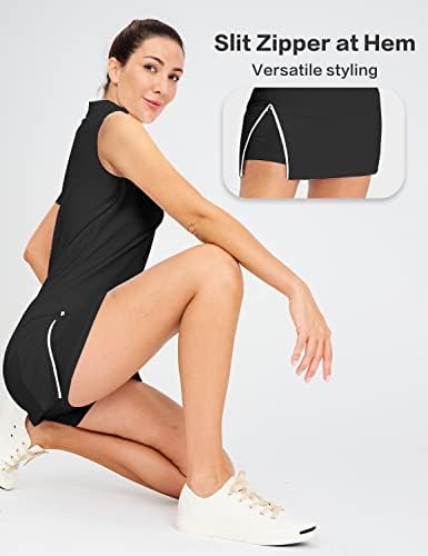 שמלות טניס Hiverlay לנשים עם 2 כיסים שנבנו במכנסיים קצרים UPF 50+ שמלות שמלות גולף אימון שמלות אתלטיות