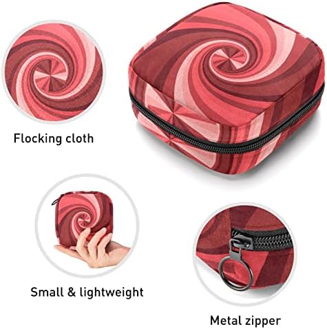 אחסון תיק עבור תחבושות היגייניות, נייד עבור נשים בנות רחיץ לשימוש חוזר, מערבולת אדום לבן מעגל אמנות