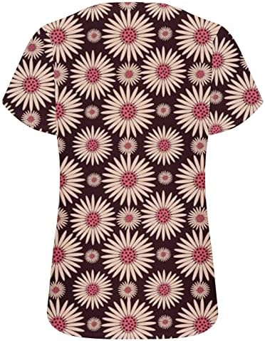 חולצות צוואר חולצות חולצות חולצות חולצות שרוול קצר הדפס פרחוני טוניקה טוניקה מפוספסת סתיו צמרות קיץ