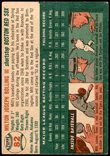 1954 Topps 82 Milt Bolling Boston Red Sox vg Red Sox