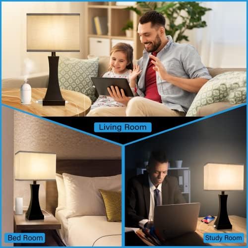 שולחן מנורת עבור שינה 3-דרך ניתן לעמעום מגע שליטה מנורה שליד המיטה עם יציאת 1 לשקע חשמל מנורת שולחן