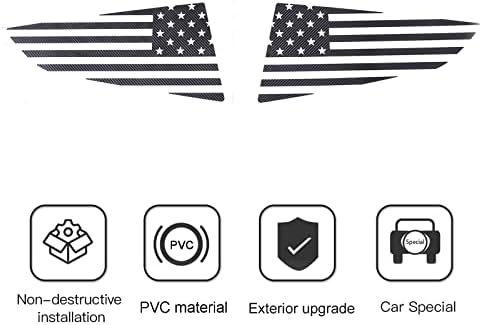 Llkuang דגל אמריקאי ויניל אחורי צד אחורי מדבקות חלון תואמות לשברולט קורבט C7 2014-2019, מדבקות חלון