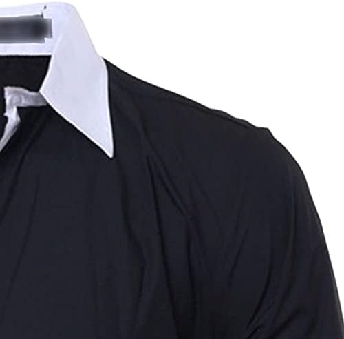 Dgkaxiyahm של גברים בסיסיים דקיקים של ניגודיות מזדמנים חולצת צווארון קל משקל קל משקל כפתור שמלה בכפתור
