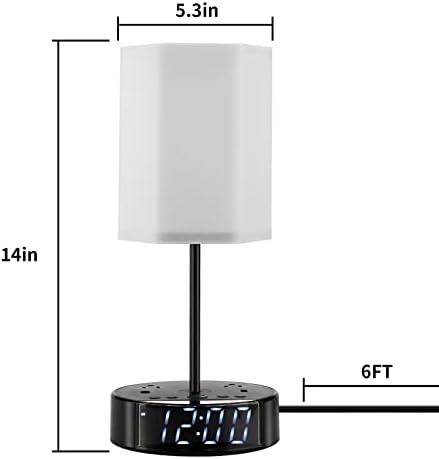 ZONV מגע בקרת שידות לילה מנורת שולחן מיטה קלה עם USB C נמל טעינה שעון מעורר שעון 3 כיב