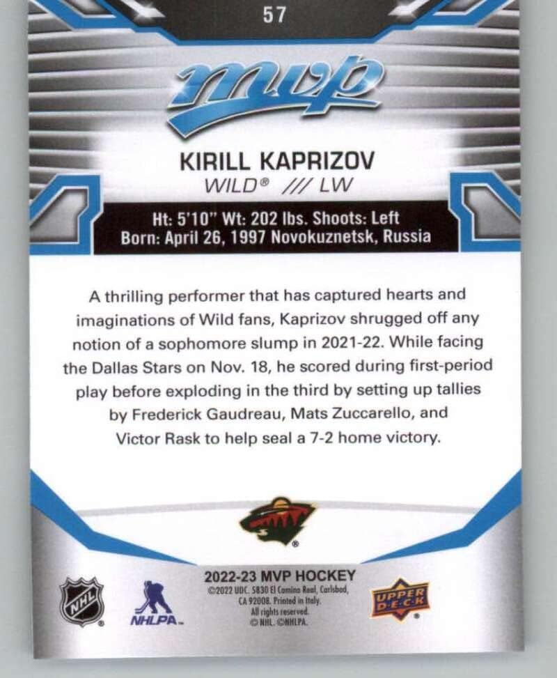 2022-23 סיפון עליון MVP 57 KIRILL KAPRIZOV MINNESOTA WILD NHL HOCKEY כרטיס מסחר