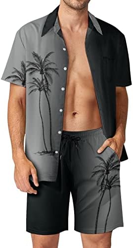 Gaxdetde Mens Summer אופנה פנאי הוואי חוף הים חוף דיגיטלי הדפסת תלת מימד דפסת מכנסיים קצרים עם שרוולים