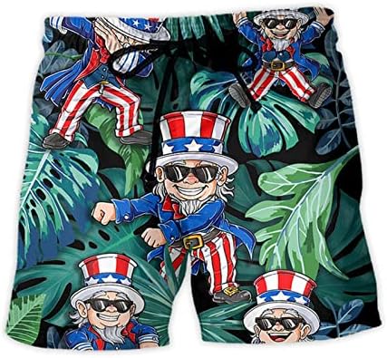4 ביולי מכנסיים קצרים מגברים מזדמנים דגל אמריקאי מודפס תלבושת קיץ עם כיסים