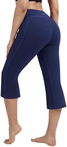 מכנסי יוגה של Heathyoga לנשים קפריס מגף מכנסי יוגה עם כיסים לנשים מכנסי קפרי לנשים מכנסי יבול אימון