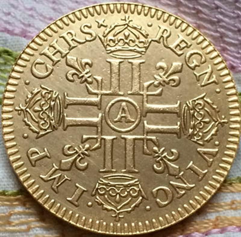 1643 מטבעות צרפתיות נחושת מצופה זהב מצופה עתיק כסף מטבעות מלאכה