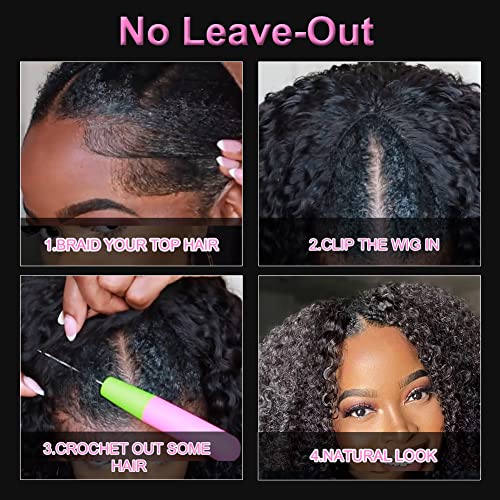 4 פאות שיער טבעי מתולתל שדרוג חלק פאה עבור נשים שחורות שיער טבעי בצורת פאה קינקי מתולתל מינימלי / לא