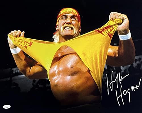 Hulk Hogan חתום על חולצת WWE 16x20 WWE RIP צילום IGNSTING JSA - תמונות היאבקות חתימה