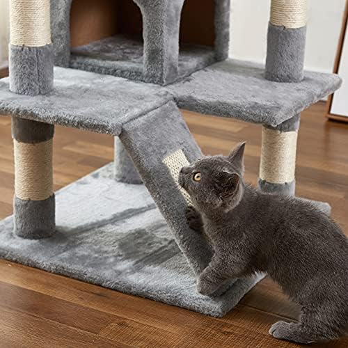חתול עץ, 52.76 סנטימטרים חתול מגדל עם סיסל מגרד לוח, גדול חתול עץ עם מרופד פלטפורמה, 2 יוקרה דירות,