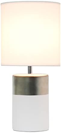 עיצובים פשוטים LT1114-OFF שני צבעים מפוצלים טונים יסודות חרסינה מנורת שולחן מיטה, כסף וכפוף לבן