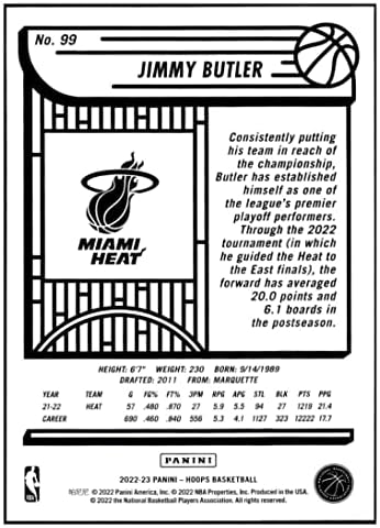 ג'ימי באטלר 2022-23 Panini NBA Hoops 99 ננומטר+ -MT+ חום כדורסל NBA