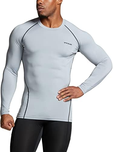 TSLA 1 או 2 חבילה של חולצות דחיסה של שרוול ארוך של גברים, חולצות דחיסה של שרוול ארוך, עליון בסיס אתלטי,