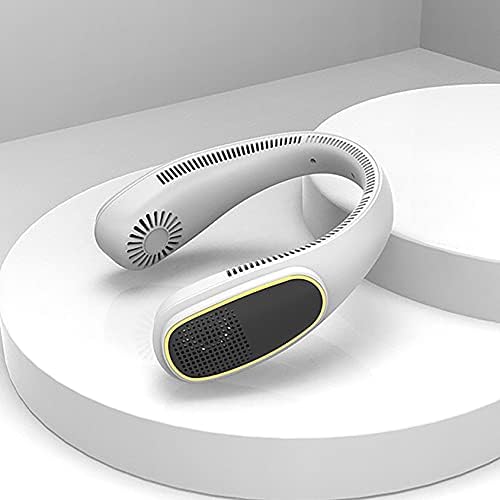 תצוגה דיגיטלית נייד אישי צוואר מאוורר 3 מהירויות חזק רוח מתכוונן ללא עלים נטענת תליית אוזניות עיצוב