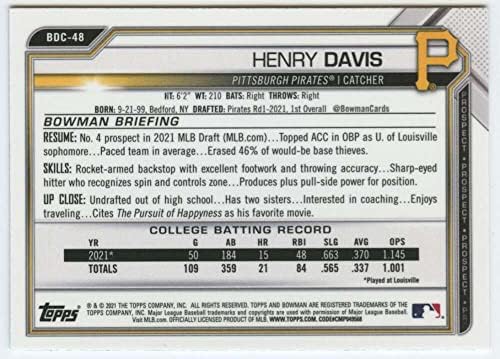 2021 דראפט כרום באומן BDC-48 הנרי דייויס RC טירון פיטסבורג פיראטים MLB כרטיס מסחר בייסבול