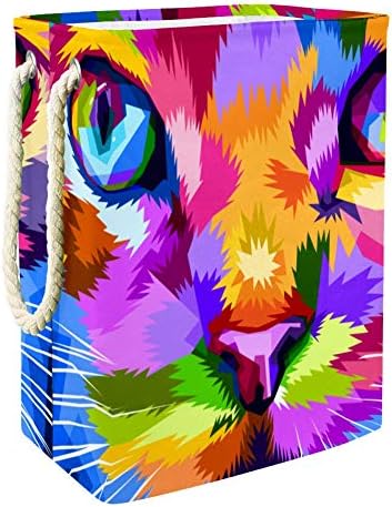 פנים חתול פנים קרוב לעיניים צבעוניות 300 ד אוקספורד עמיד למים סל בגדים גדול סל כביסה עבור שמיכות בגדים