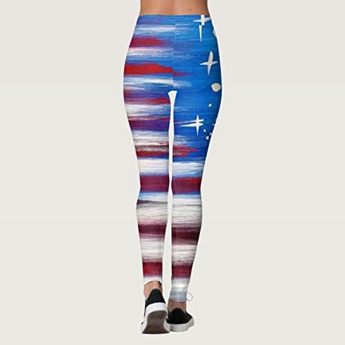 דגל אמריקאי פטריוטי ליגלי נשים מותניים גבוהים מכנסיים פטריוטיים מותניים גבוהים מכנסיים אימון אימון מכנסי