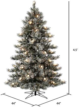 Vickerman מלאכותי 4.5 'x 44 עץ חג המולד של אורן קייס אורן מקורה - 250 אורות מיני לבנים חמים - 25 אורות