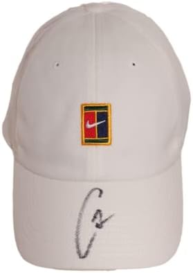 קרלוס אלקרז חתם על חתימה כובע כובע טניס נייקי עם אימות ג 'יימס ספנס ג' יי. אס. איי. קוא - שחקן העולם