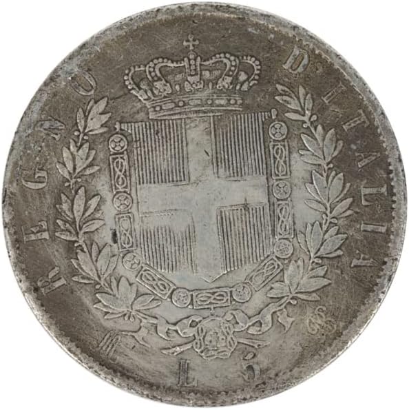1873 המלך האיטלקי ויקטור השני המאה המאה מטבע הכסף המטבע הזר מטבע עגול עתיק עגול