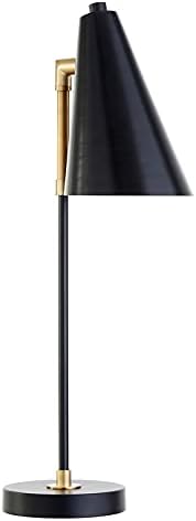Henn & Hart 18 מנורה מיני גבוהה של שני טון עם צל מתכת בשחור מט/פליז/שחור מט, מנורה קטנה לחדר שינה, שולחן
