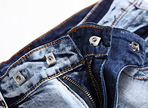 אופנוען רוכסן דקו ג 'ינס דק ישר מתאים במצוקה מוטו ג' ינס מכנסיים בציר קרע שטף סקיני ג ' ין