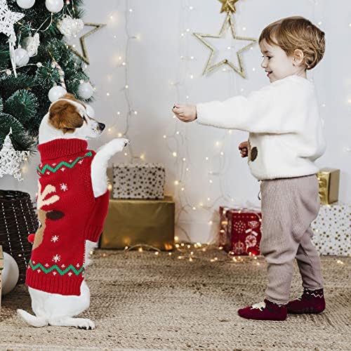 יופט סוודרים של כלבי חג המולד סוודרים, תלבושות כלבי חג המולד של איילים עם חור עם חור רצועה, בגדי כלבים