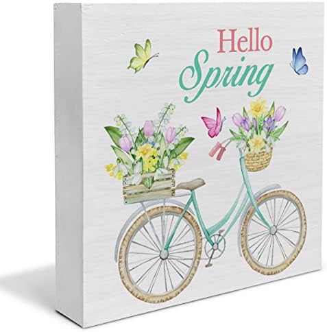 כפרי בית חווה שלום קופסת אופניים קופסת עץ עץ עיצוב אופניים שלט של שלט עם פרחים ציטוט אביב קופסת עץ שלט