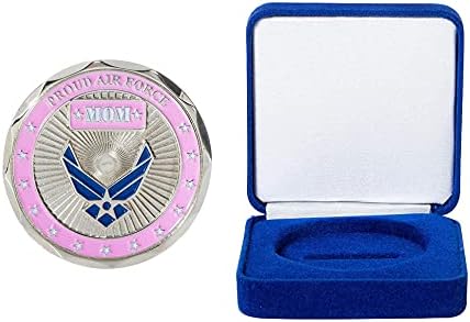 אמא של חיל האוויר של ארצות הברית אמא גאה אם ​​מטבע אתגר איירמן ותיבת תצוגה קטיפה כחולה