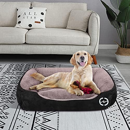 מיטות כלבים של Puppbudd לכלבים גדולים, מלבן מיטת כלבים רחיצה נוחה ונושמת ספה מחמד נשימה מחממת מיטת כלבים
