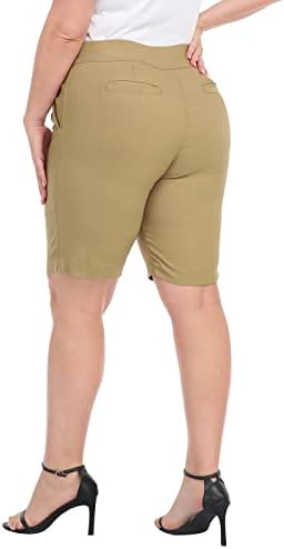 מכנסיים קצרים של ברמודה בגודל HDE פלוס אמצע עלייה 10 משיכת חרס במכנסיים קצרים עם כיסים