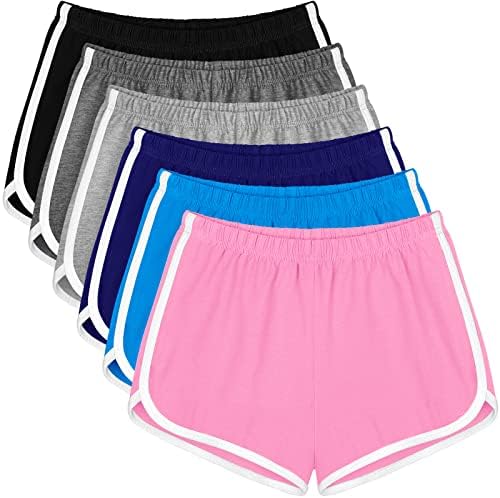 APOWAY 6 חבילות מכנסיים לריקוד ספורט כותנה ספורט מותניים קצרים מותניים נשים ספורט קיץ מכנסי יוגה קצרים