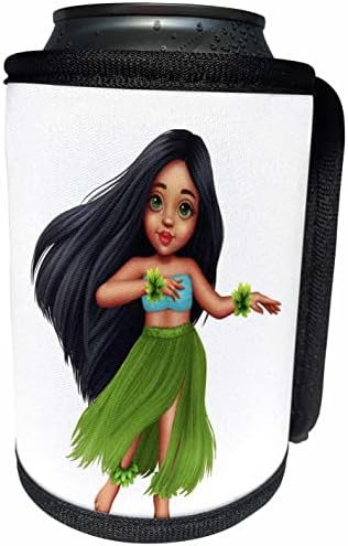 3drose נערת הולה הוואי חמודה בהמחשת חצאית דשא - עטיפת בקבוקים קיר יותר