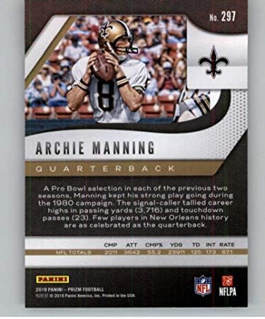 2019 Panini Prizm 297 Archie Manning New Orleans Saints כרטיס מסחר בכדורגל NFL