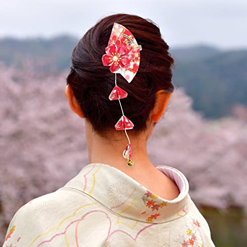 AMOSFUN 1 זוג מאוורר פעמון שיער קליפ אביזרי שיער יפניים לנשים אביזרי שיער צהובים בנות